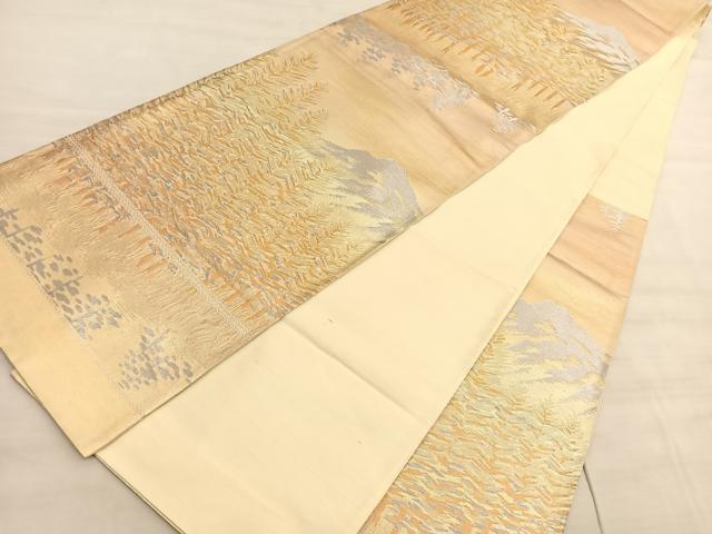 平和屋着物◎六通柄袋帯　樹林文　金銀糸　正絹　逸品　BAAV5979hv