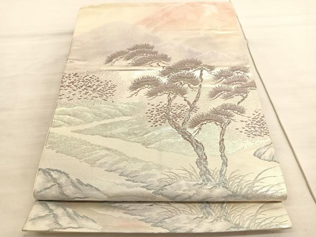 平和屋着物◎六通柄袋帯 東海道五十三次 平塚 金銀糸 正絹 逸品 BAAV5984hv