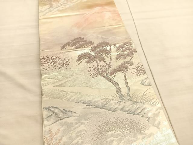 平和屋着物◎六通柄袋帯 東海道五十三次 平塚 金銀糸 正絹 逸品 BAAV5984hv