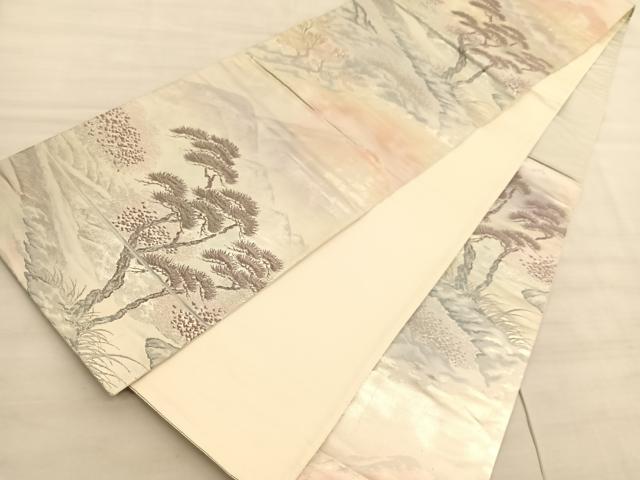 平和屋着物◎六通柄袋帯 東海道五十三次 平塚 金銀糸 正絹 逸品 BAAV5984hv