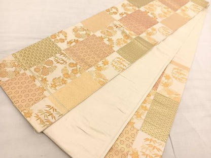 平和屋着物◎西陣 六通柄袋帯 有職花丸文 金糸 正絹 逸品 BAAV5996hv