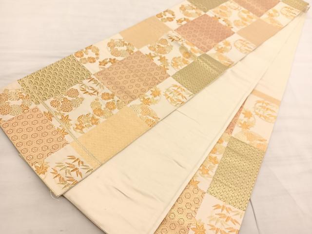 平和屋着物◎西陣 六通柄袋帯 有職花丸文 金糸 正絹 逸品 BAAV5996hv