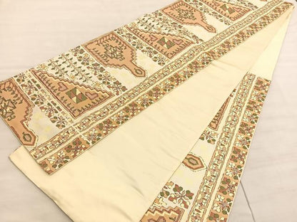 平和屋着物◎西陣 六通柄袋帯 枝葉文様 正絹 逸品 BAAV5998hv