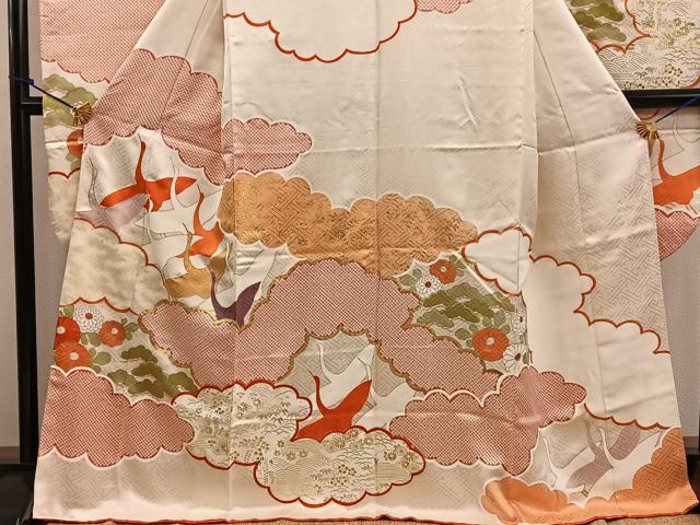 平和屋着物●豪華振袖　雲重ね飛鶴文　金彩　正絹　逸品　BAAV6036mz