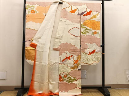 平和屋着物●豪華振袖　雲重ね飛鶴文　金彩　正絹　逸品　BAAV6036mz