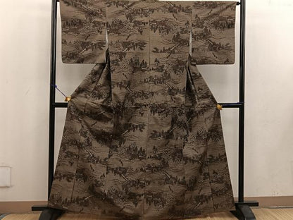 平和屋着物■上質な紬 風景文 正絹 逸品 BAAV6072mz