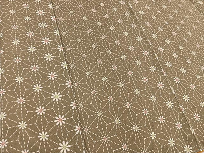 平和屋着物■小紋 麻の葉花文 洗える着物 BAAV6081mz