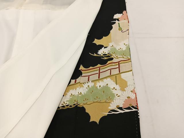平和屋着物■豪華黒留袖　刺繍　草花文　金彩　正絹　逸品　BAAV6083mz