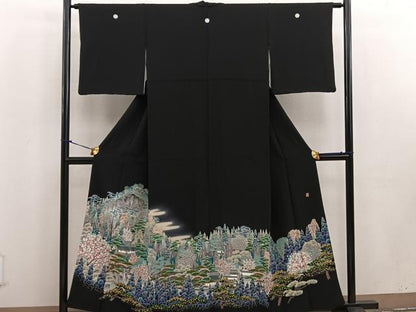 平和屋着物●本加賀友禅作家 前川哲 黒留袖 風景花文 暈し染め 正絹 逸品 BAAV6121mz
