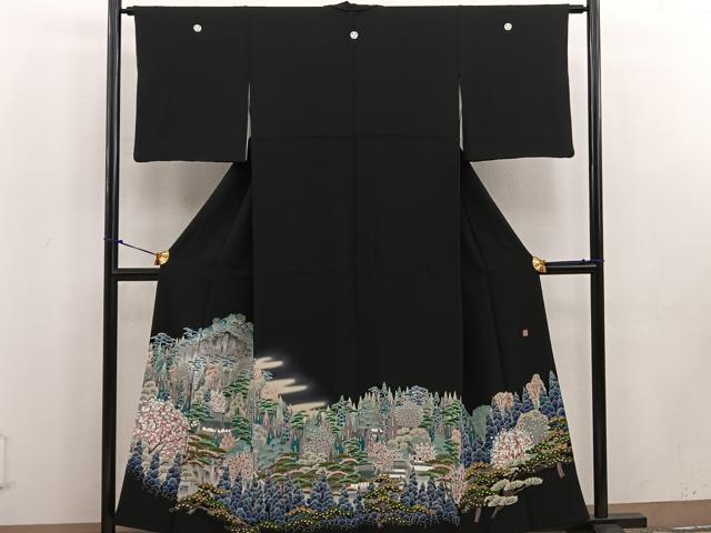 平和屋着物●本加賀友禅作家 前川哲 黒留袖 風景花文 暈し染め 正絹 逸品 BAAV6121mz