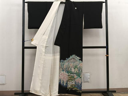 平和屋着物●本加賀友禅作家 前川哲 黒留袖 風景花文 暈し染め 正絹 逸品 BAAV6121mz