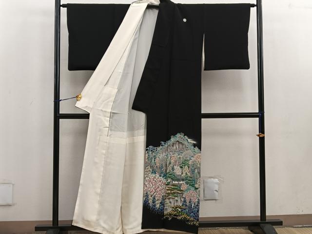平和屋着物●本加賀友禅作家 前川哲 黒留袖 風景花文 暈し染め 正絹 逸品 BAAV6121mz