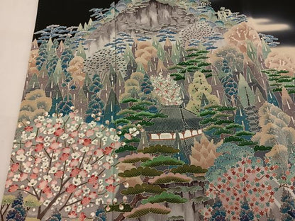 平和屋着物●本加賀友禅作家 前川哲 黒留袖 風景花文 暈し染め 正絹 逸品 BAAV6121mz