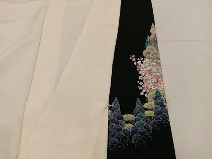 平和屋着物●本加賀友禅作家 前川哲 黒留袖 風景花文 暈し染め 正絹 逸品 BAAV6121mz