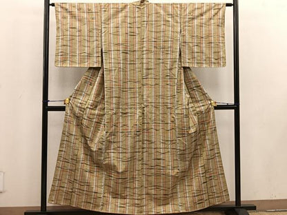 平和屋着物■上質な紬　幾何学文様　正絹　逸品　BAAV6294mz