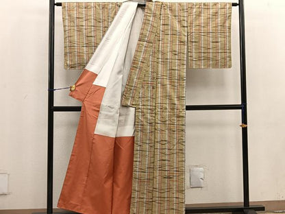 平和屋着物■上質な紬　幾何学文様　正絹　逸品　BAAV6294mz