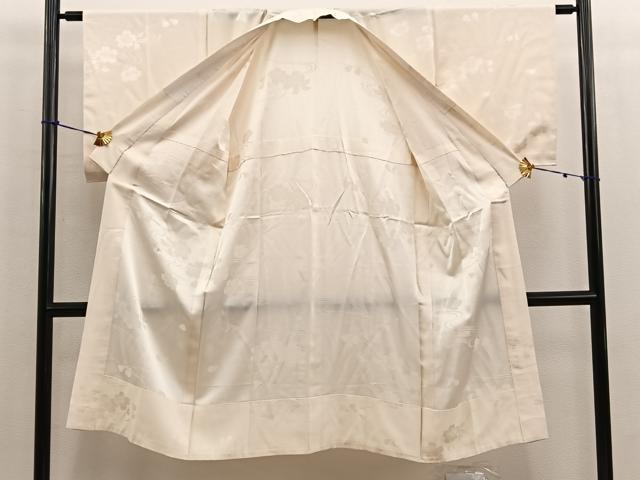 平和屋着物■長襦袢　無双仕立て　流水花地紋　白色　正絹　逸品　BAAV6325mz