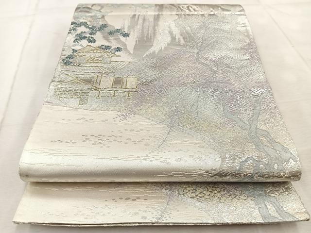 平和屋着物◎両面 六通柄袋帯 錦袋嵯峨野 金銀糸 正絹 逸品 BAAV6411yc