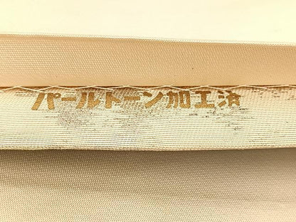 平和屋着物◎六通柄袋帯 唐織 風景花絵皿文 銀糸 引箔 正絹 逸品 BAAV6414yc