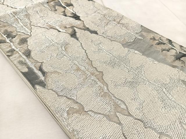 平和屋着物◎六通柄袋帯 樹林文 銀糸 正絹 逸品 BAAV6417yc