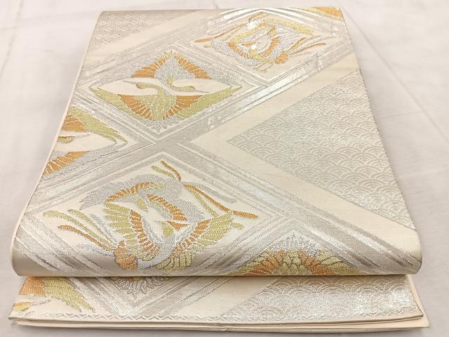 平和屋着物◎六通柄袋帯 吉祥向かい鳥文 金銀糸 正絹 逸品 BAAV6427yc