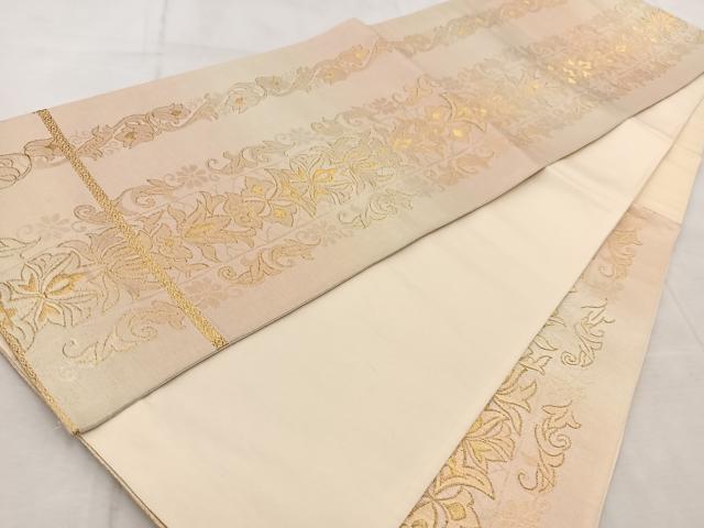 平和屋着物◎六通柄袋帯　更紗間道　金糸　正絹　逸品　BAAV6428yc