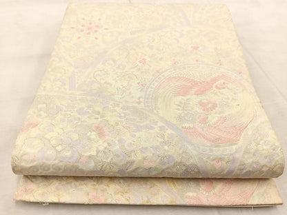 平和屋着物◎六通柄袋帯　唐織　白鳳青海　銀糸　正絹　逸品　BAAV6431yc