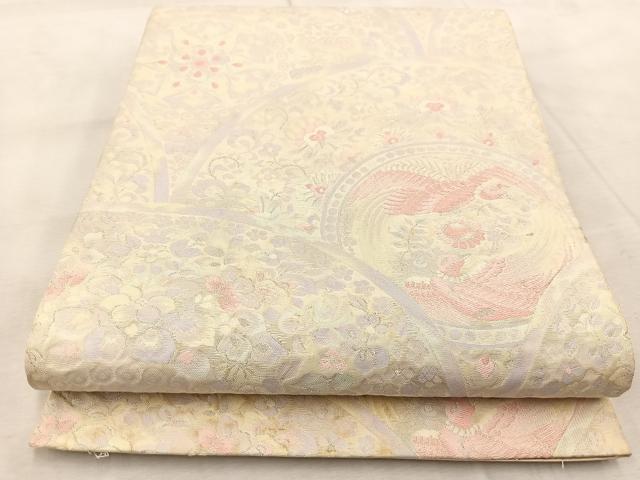 平和屋着物◎六通柄袋帯　唐織　白鳳青海　銀糸　正絹　逸品　BAAV6431yc