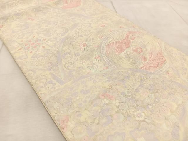 平和屋着物◎六通柄袋帯　唐織　白鳳青海　銀糸　正絹　逸品　BAAV6431yc