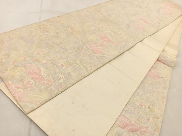 平和屋着物◎六通柄袋帯　唐織　白鳳青海　銀糸　正絹　逸品　BAAV6431yc