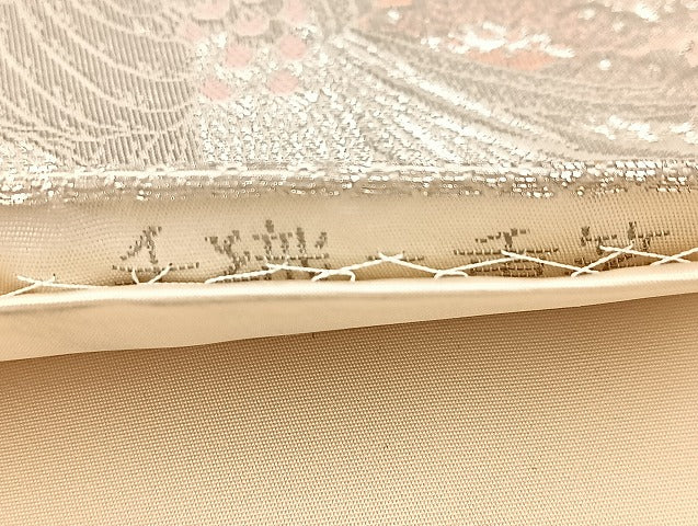 平和屋着物◎六通柄袋帯　花鳥絵巻文　手織二重箔　プラチナ箔　正絹　逸品　BAAV6439yc