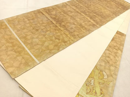 平和屋着物◎太鼓柄袋帯 螺鈿箔 群鶴松文 金銀糸 正絹 逸品 BAAV6440yc
