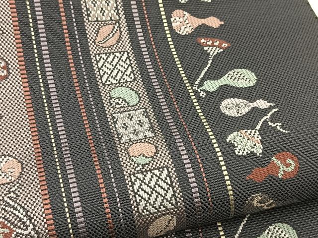 平和屋着物●本場筑前博多織　八寸名古屋帯　成り物　瓢箪　正絹　逸品　BAAV6455yc