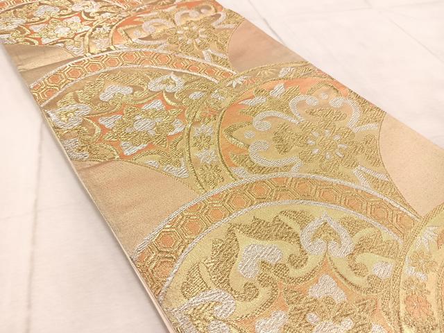 平和屋着物◎六通柄袋帯 花青海波 金銀糸 正絹 逸品 BAAV6457yc