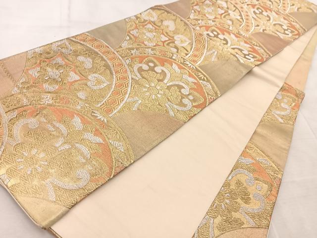 平和屋着物◎六通柄袋帯 花青海波 金銀糸 正絹 逸品 BAAV6457yc