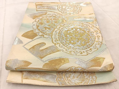 平和屋着物◎六通柄袋帯　花鳥丸文　金銀糸　正絹　逸品　BAAV6458yc