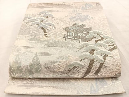 平和屋着物◎六通柄袋帯 御所解文 純プラチナ二丁箔 正絹 逸品 BAAV6461yc
