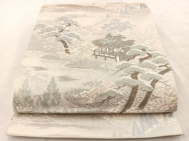 平和屋着物◎六通柄袋帯 御所解文 純プラチナ二丁箔 正絹 逸品 BAAV6461yc