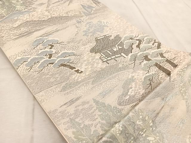 平和屋着物◎六通柄袋帯 御所解文 純プラチナ二丁箔 正絹 逸品 BAAV6461yc