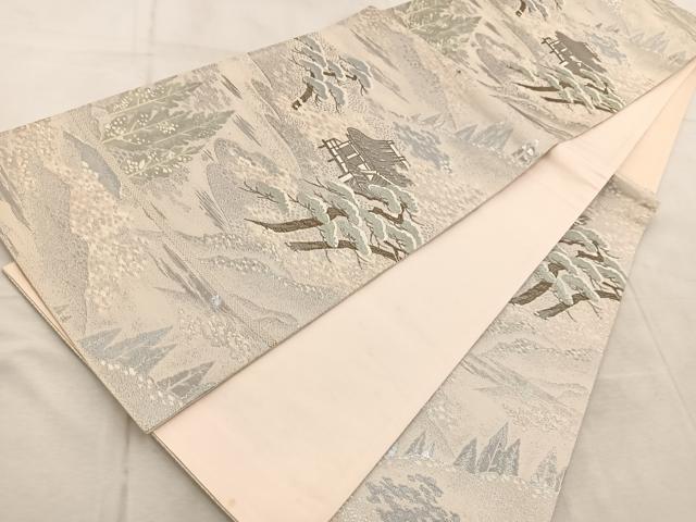 平和屋着物◎六通柄袋帯 御所解文 純プラチナ二丁箔 正絹 逸品 BAAV6461yc