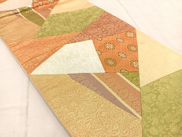 平和屋着物◎六通柄袋帯 切嵌 更紗花文 金糸 正絹 逸品 BAAV6464yc