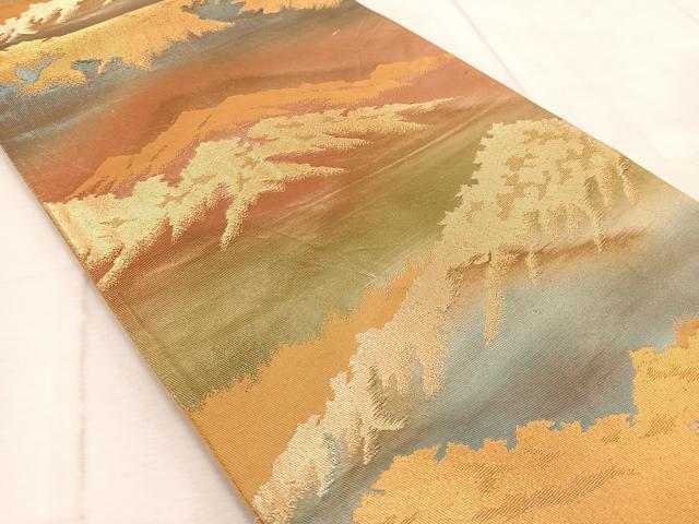 平和屋着物◎六通柄袋帯 重ね山文 金銀糸 引箔 正絹 逸品 BAAV6467yc