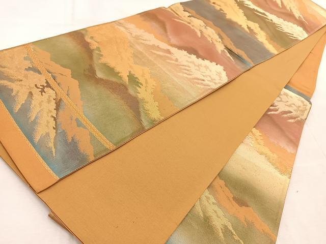 平和屋着物◎六通柄袋帯 重ね山文 金銀糸 引箔 正絹 逸品 BAAV6467yc