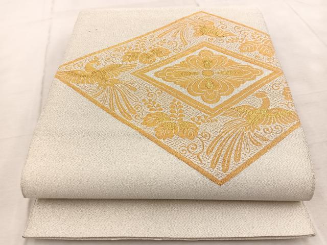 平和屋着物◎太鼓柄袋帯　綴れ　鳳凰花菱文　金糸　正絹　逸品　BAAV6470yc