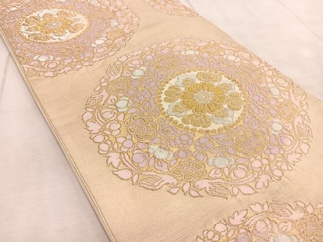 平和屋着物◎六通柄袋帯　正倉院花文　金銀糸　正絹　逸品　BAAV6474yc