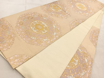 平和屋着物◎六通柄袋帯　正倉院花文　金銀糸　正絹　逸品　BAAV6474yc
