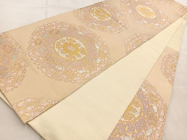 平和屋着物◎六通柄袋帯　正倉院花文　金銀糸　正絹　逸品　BAAV6474yc