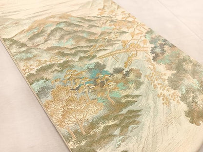 平和屋着物◎西陣 六通柄袋帯 渡橋風景文 金糸 正絹 逸品 BAAV6480yc