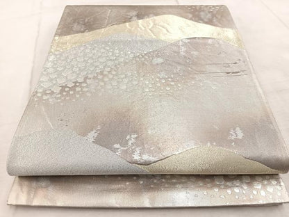 平和屋着物◎六通柄袋帯 重ね山文 金銀糸 引箔 正絹 逸品 BAAV6491yc