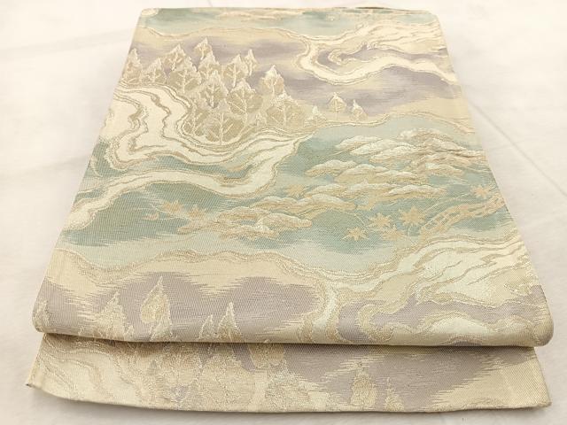 平和屋着物◎六通柄　京袋帯　道長樹林文　金糸　正絹　逸品　BAAV6507yc